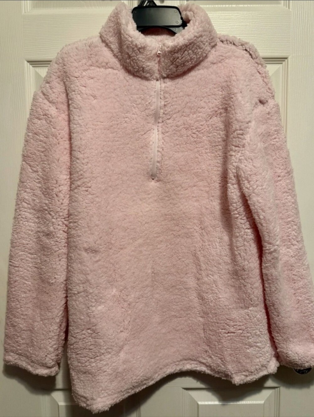 Plush Half-Zip Sherpa Pullover - Light Pink